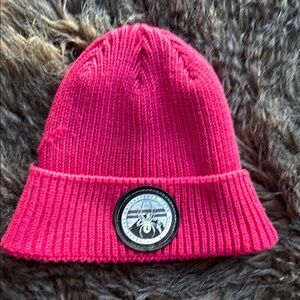 Women's Vibrant Pink Beanie with Logo Patch